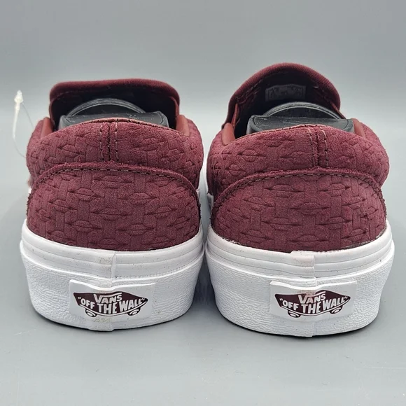 NEW Womens Vans Classic Slip-On Suede Dark Pink Embossed Weave Sneaker Shoes 5 - Picture 4 of 7